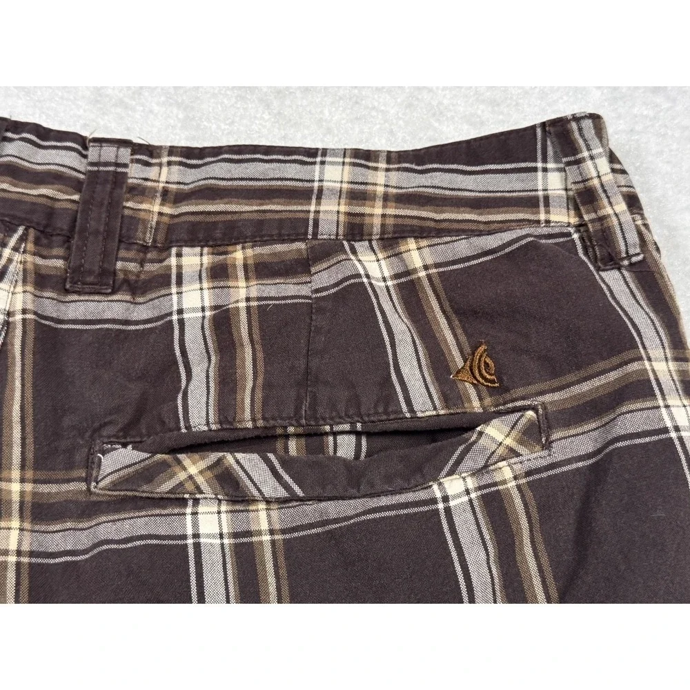 Wonderwall Surf Utility Plaid Cargo Shorts Men's‎ Size 34 Brown White